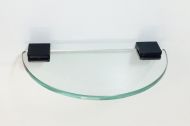 Glass Shelf - 300mm x 150mm Curved - Black Clamps