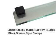 Glass Shelf BLACK Stainless Clamps VARIOUS SIZES AUSTRALIAN MADE SAFETY GLASS